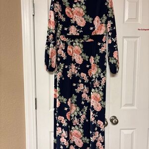 SHEIN Navy Floral Maxi Dress